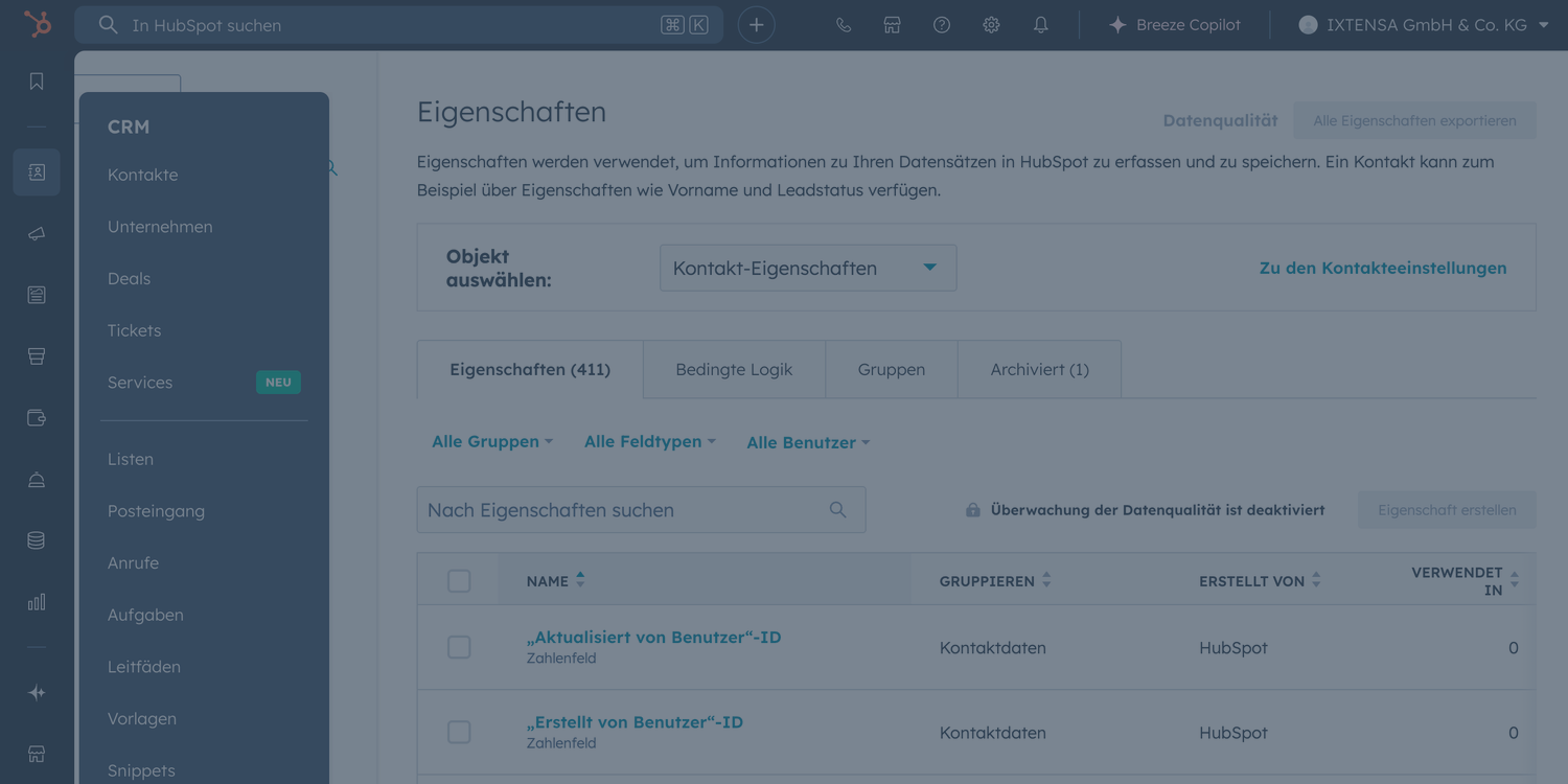 Übersicht über das HubSpot CRM Setup